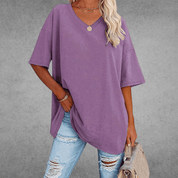 Dames T-shirt V-Hals Casual Dagelijks Flatterende Pasvorm - Zwart / Wit / Blauw - Maelen