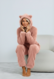 SnugglePaws Fleece Onesie Dames | Superzachte Onesie met Berenoortjes van Lucia Bellezza | Warme Loungewear