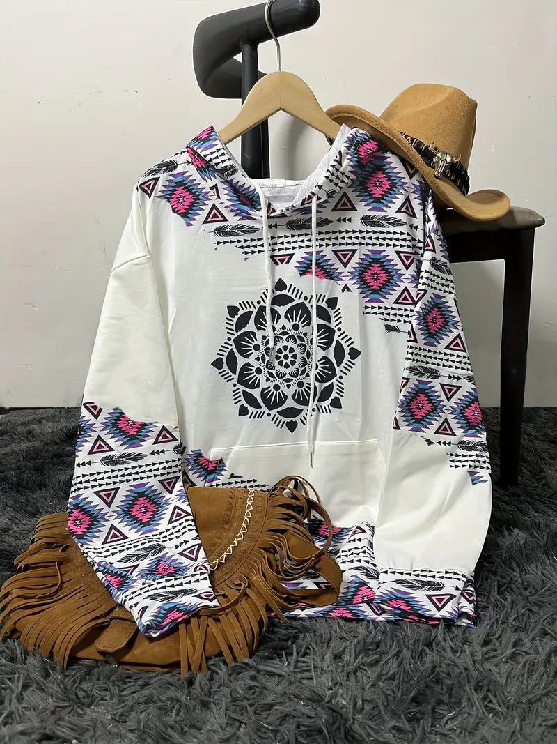 Aviana Hoodie | Boho-Chic Hoodie met Mandala-Design en Tribale Details