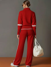 Tweedelige Retro set dames wide leg broek en sweater, co-ord set zomer - Luna Visconti