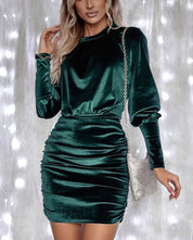 Giulia Jurk | Groene Fluwelen Bodycon Jurk voor Dames met Elegante Pasvorm