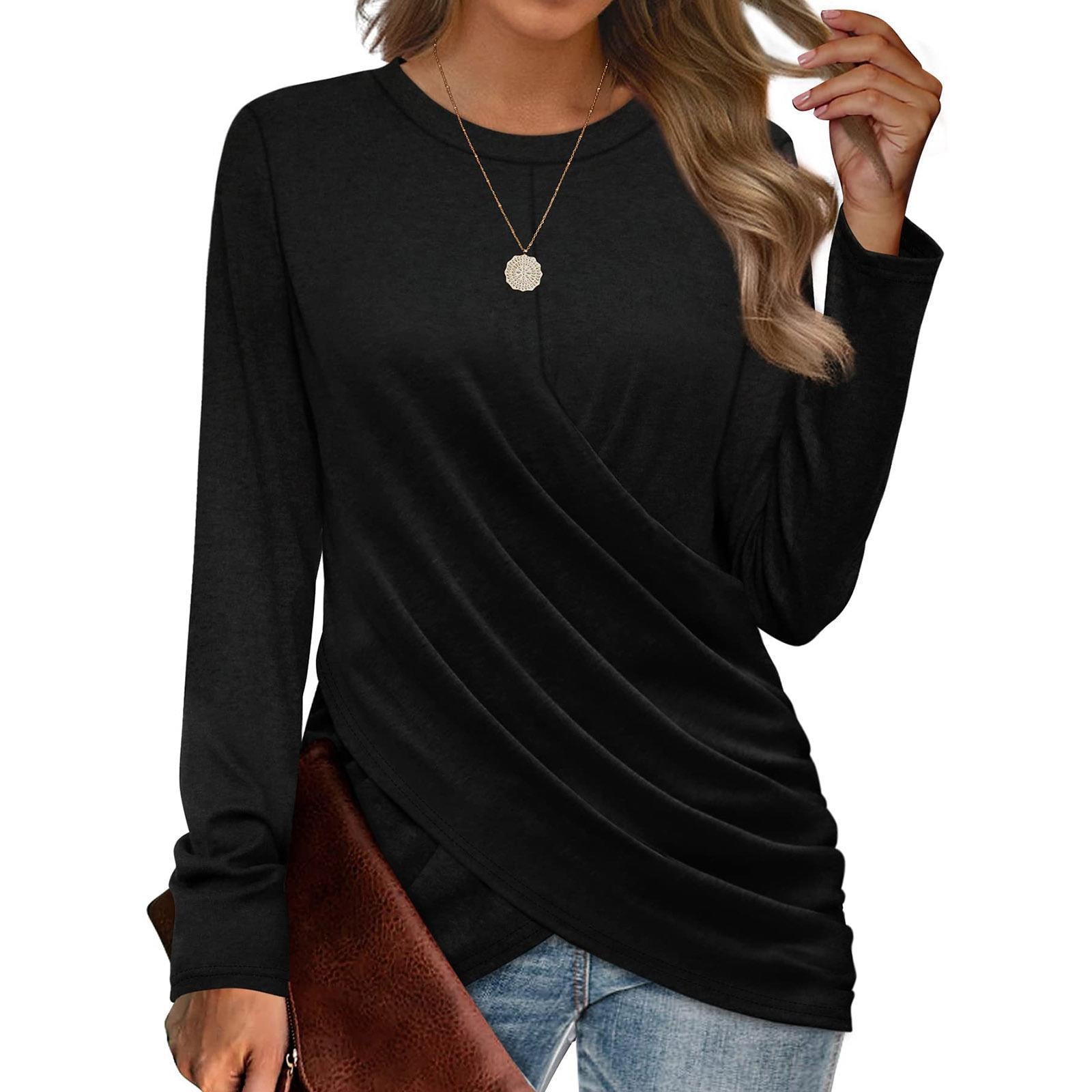 Cynthia Top | T-shirt met Geplooide Losse Mouwen en Casual Ronde Hals