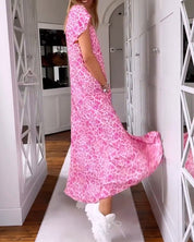 Leona Jurk | Maxi Jurk met Luipaardprint, V-Hals en Inclusieve Tas