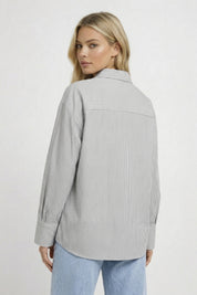 Minimalistische Gestreepte Damesblouse met Strikdetail - Wit - Maelen