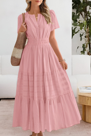 Boho Zomerjurk Dames Bloemenprint V-hals Korte Mouwen - Geel / Zwart / Roze - Maelen