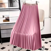 Luna satijnen plooirok – hoge taille midi-rok met elegante glans