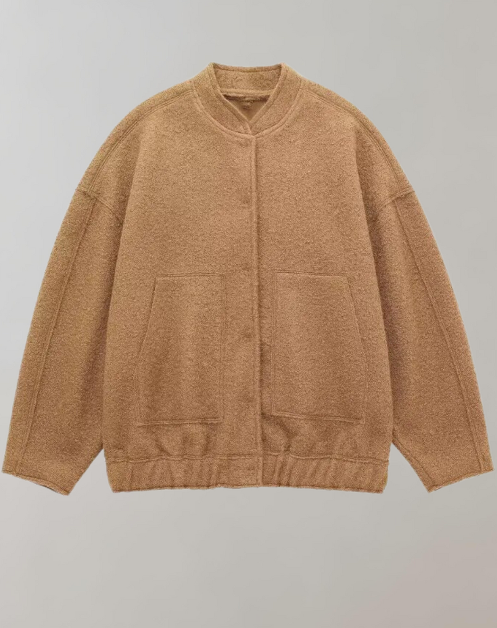 Adeline Bomber Jacket | Trendy Oversized Dames Bomberjack met Opstaande Kraag en Verborgen Sluiting