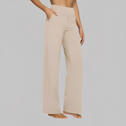 Wide Leg Broek Dames met Elastische Taille en Rechte Pijp, Comfortabel en Stijlvol - Chiara Lombardi