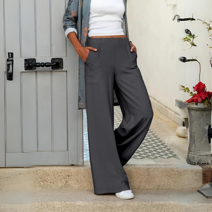 Anabel | Casual Hooggetailleerde Broek | Zachte en Comfortabele Broek voor Vrouwen met Ruime Zakkenmet hoge taille voor dames