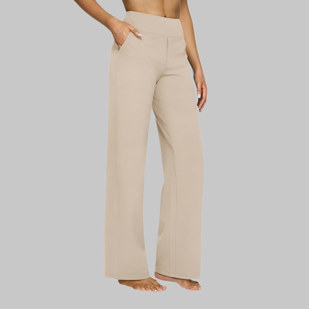 Lia Stretchbroek Dames met Comfortabele Pasvorm, Hoge Taille en Zachte Stretchstof - Zwart/Rood/Blauw