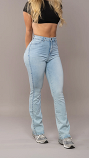Indie | Flared Jeans Dames met Hoge Taille - Slankend, Stretch en Tijdloos - Vintage Blauw