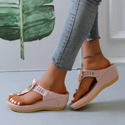 Adelaide Sandalen | Leren Wedge Sandalen met Geheugenschuim en Schokabsorberende Zool