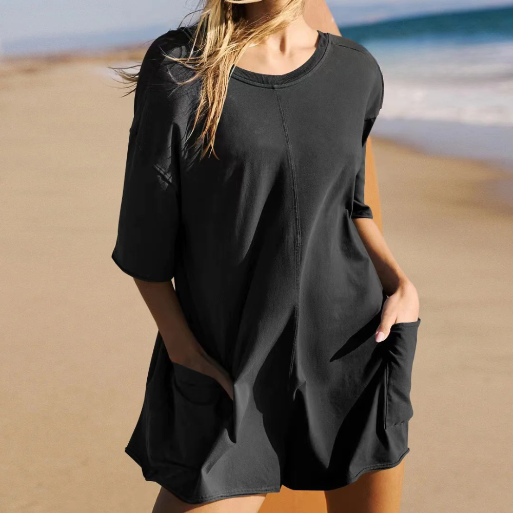 Mila Romper | Tweezijdig Draagbare Oversized T-shirt set Romper met V-Detail en Voorzakken