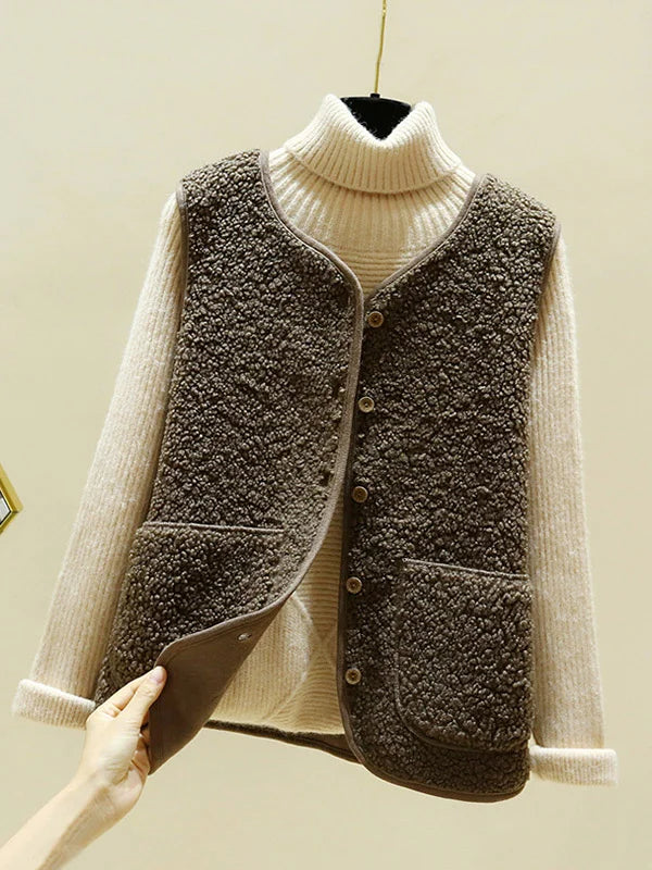 Nora Vest | Elegant Mouwloos Lamswollen Vest met Knoopsluiting