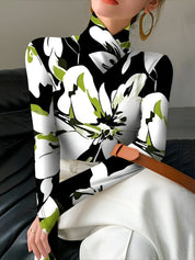 Bibi Coltrui | Bloemenprint Coltrui met Hoge Hals en Lange Mouwen