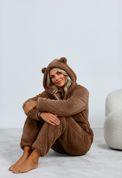 SnugglePaws Fleece Onesie Dames | Superzachte Onesie met Berenoortjes van Lucia Bellezza | Warme Loungewear