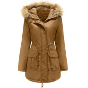 Valeria Dames winterjas met bontmuts – warme waterdichte zwarte jas voor koude dagen