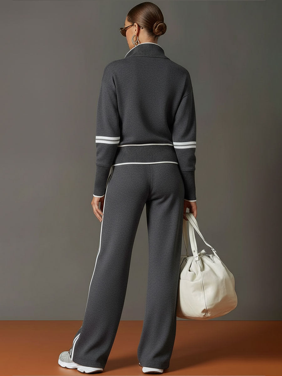 Tweedelige Retro set dames wide leg broek en sweater, co-ord set zomer - Luna Visconti