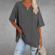 Dames T-shirt V-Hals Casual Dagelijks Flatterende Pasvorm - Zwart / Wit / Blauw - Maelen