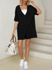 Mila Romper | Tweezijdig Draagbare Oversized T-shirt set Romper met V-Detail en Voorzakken