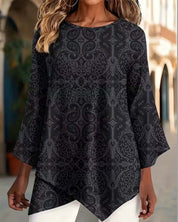 Oversized Top Dames met Lange Mouw en Sierlijke Paisley Print - Camilla Rosetti