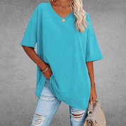 Dames T-shirt V-Hals Casual Dagelijks Flatterende Pasvorm - Zwart / Wit / Blauw - Maelen