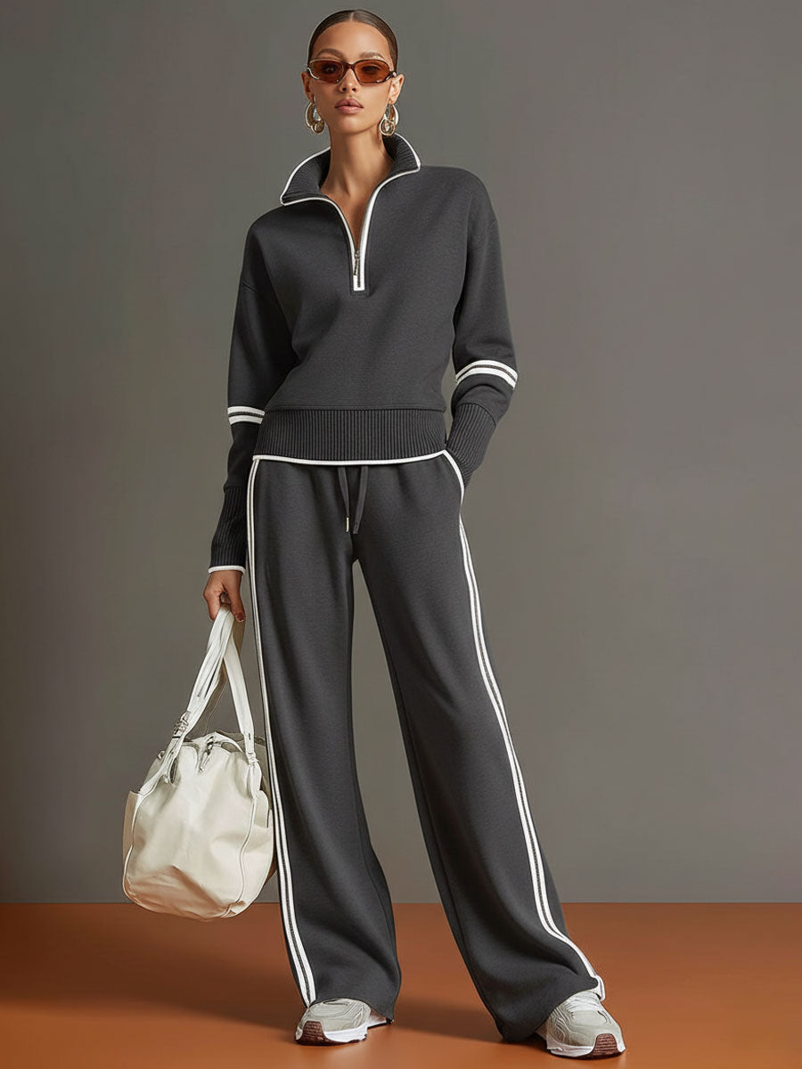 Tweedelige Retro set dames wide leg broek en sweater, co-ord set zomer - Luna Visconti