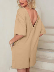 Mila Romper | Tweezijdig Draagbare Oversized T-shirt set Romper met V-Detail en Voorzakken