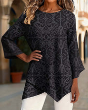 Oversized Top Dames met Lange Mouw en Sierlijke Paisley Print - Camilla Rosetti