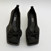 Amelia Muiltjes | Trendy Vierkante Teen met Strik & Dempende Binnenzool