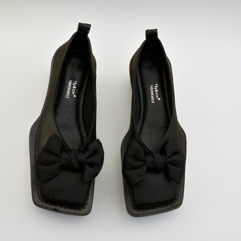 Amelia Muiltjes | Trendy Vierkante Teen met Strik & Dempende Binnenzool