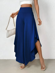 Elena Wide-Leg Pants | Damesbroek met Hoge Taille, Asymmetrische Zoom en Luchtige Wijde Pijpen