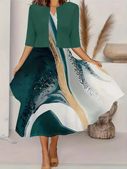 Ankie™ Elegante Set met Bloemenprint | Tijdloze Bloemenset met Cropped Jas en Vloeiende Rok