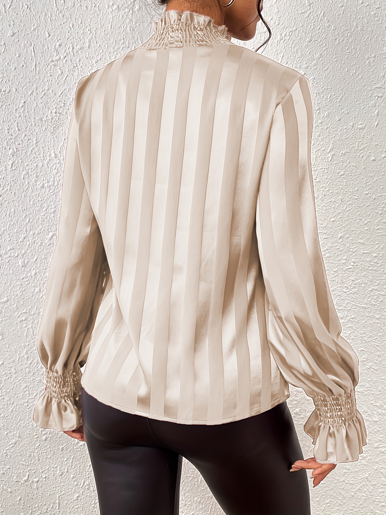Chiara Satijnen Dames Blouse | Luxe Blouse met Lange Mouwen en Shirred Kraag