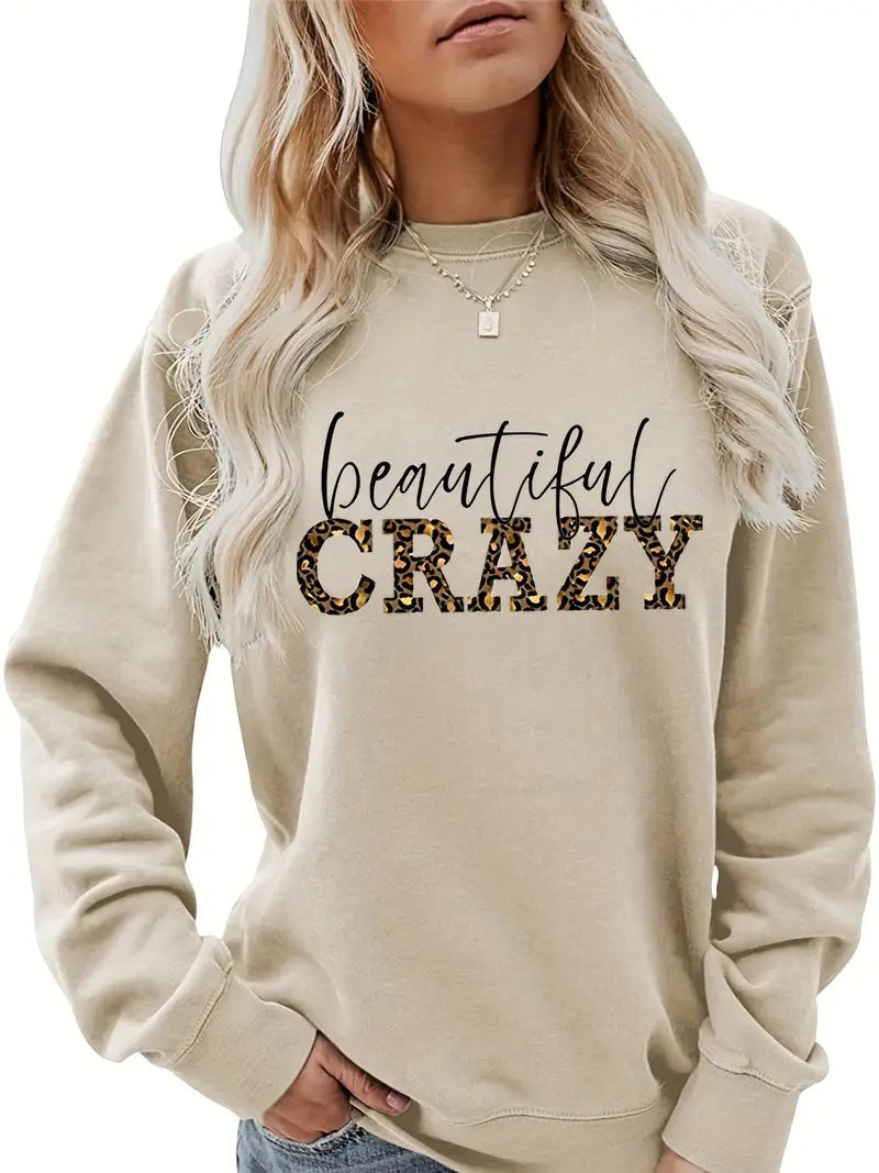 Jade Sweatshirt | Comfortabele Sweater met Luipaardprint en Statement Tekst