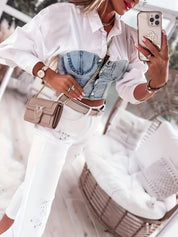 Blue Blouse | Denim Look Blouse met Tijdloos Design en Praktisch Comfort