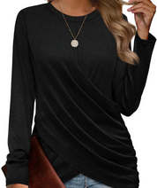 Cynthia Top | T-shirt met Geplooide Losse Mouwen en Casual Ronde Hals