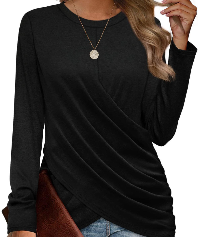 Cynthia Top | T-shirt met Geplooide Losse Mouwen en Casual Ronde Hals