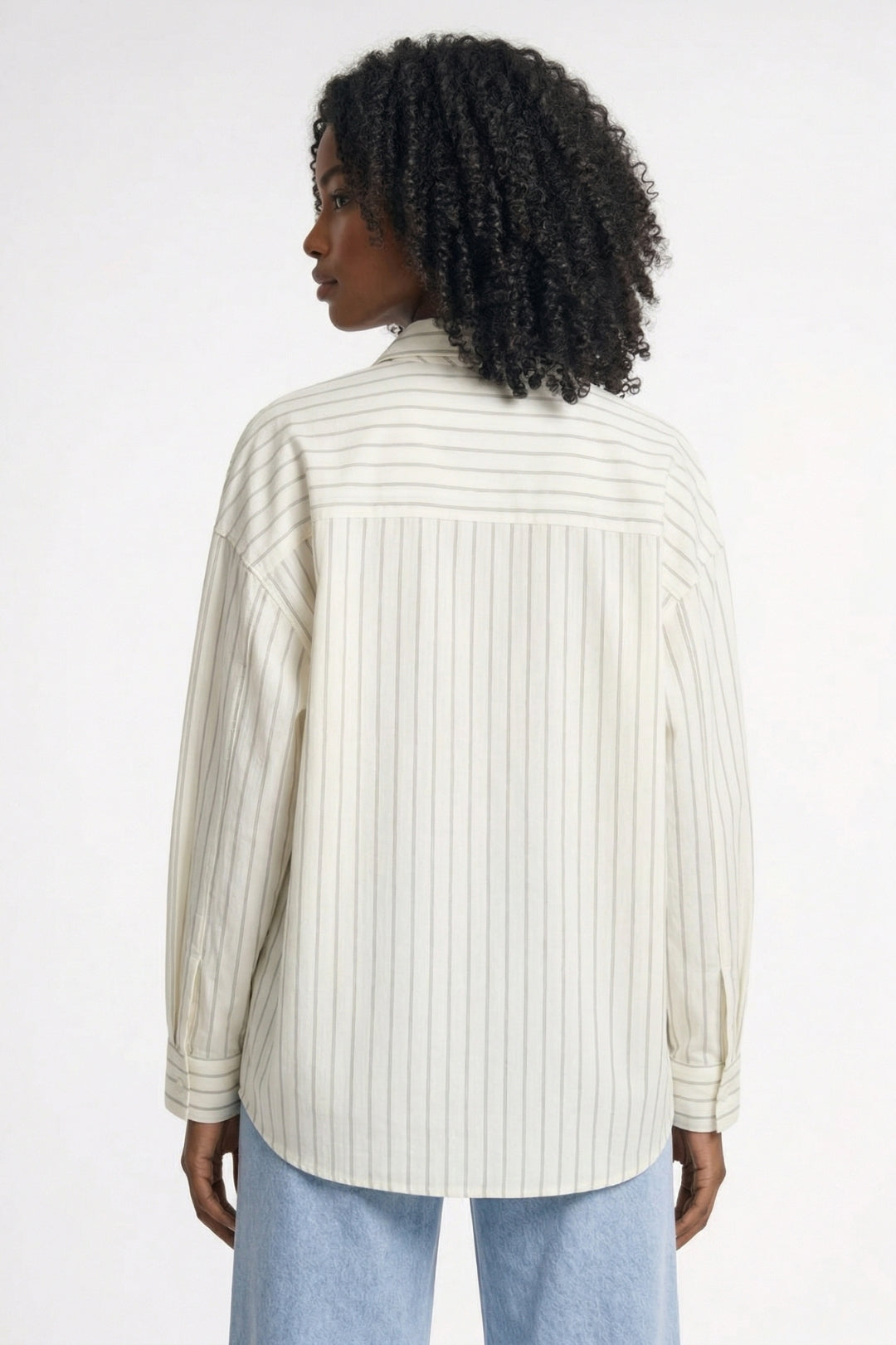 Gestreepte Damesblouse met Strikdetail - Wit - Maelen