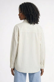 Gestreepte Damesblouse met Strikdetail - Wit - Maelen