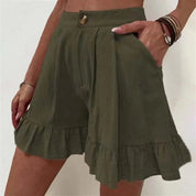 Angela™ Shorts | Effen Kleurige Dames Shorts met Elastische Taille en Speelse Zoom
