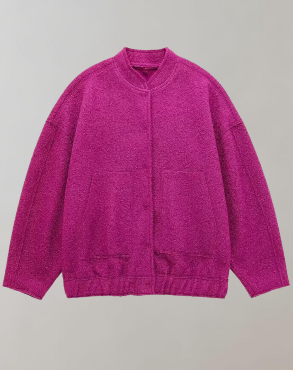 Adeline Bomber Jacket | Trendy Oversized Dames Bomberjack met Opstaande Kraag en Verborgen Sluiting