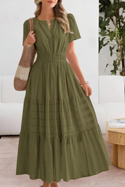 Boho Zomerjurk Dames Bloemenprint V-hals Korte Mouwen - Geel / Zwart / Roze - Maelen