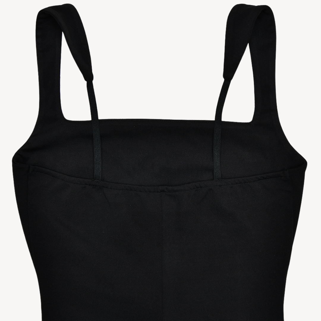 Siena zwarte satijnen maxi-jurk – elegante avondjurk met hoge split