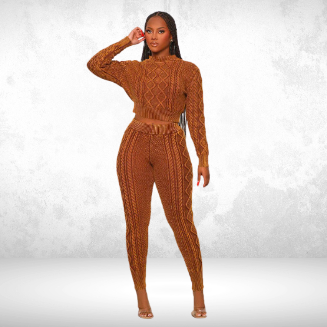 Luciana Gebreide Set | Tweedelige Lounge Set met Trui en Broek in Zachte Ribstof