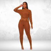 Luciana Gebreide Set | Tweedelige Lounge Set met Trui en Broek in Zachte Ribstof