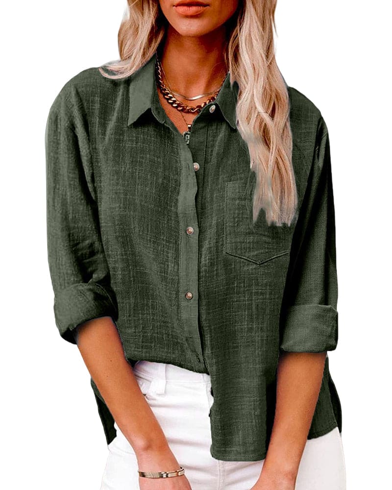 Stella | Stijlvolle Katoen-Linnen Blouse Dames - Luchtig, Casual en Veelzijdig - Licht Blauw / Zwart / Roze