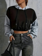 Bianca Cropped Hoodie | Dames Hoodie met Contrasterende Kleuren en Lichtgewicht Design