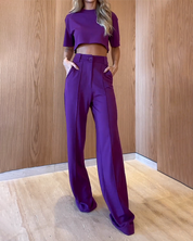 Elena Set | Tweedelig Pak met Effen Kleur, Comfortabele Pasvorm en Tijdloze Elegantie