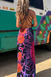 Aisha Jurk | Bohemian Jurk met Open Rug en Slim-Fit Pasvorm